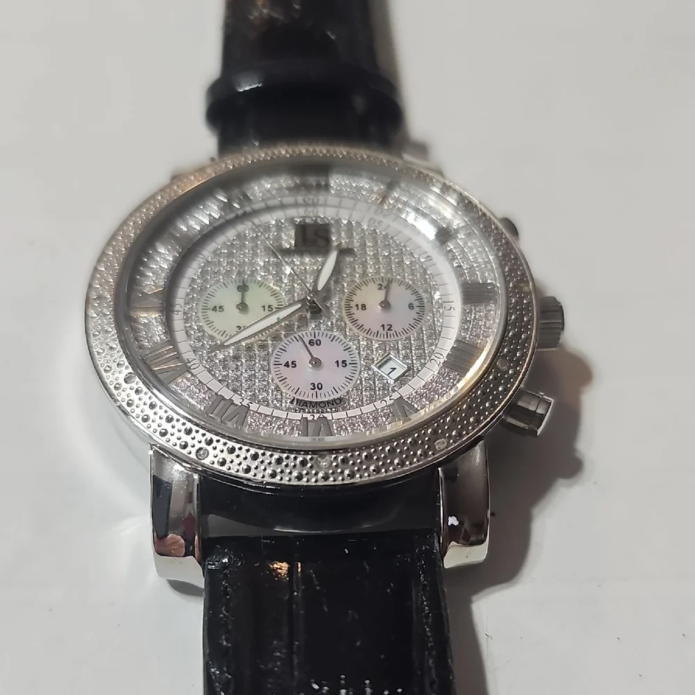 Elegant J & S Silvertone and Black Men's Watch NWOT